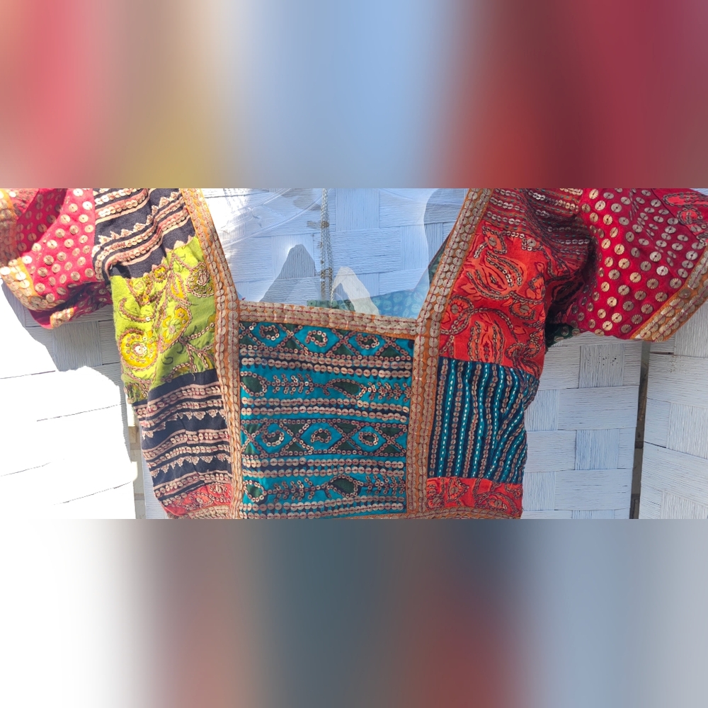 Colorful Patchwork Crop Top - Picture 6 of 7